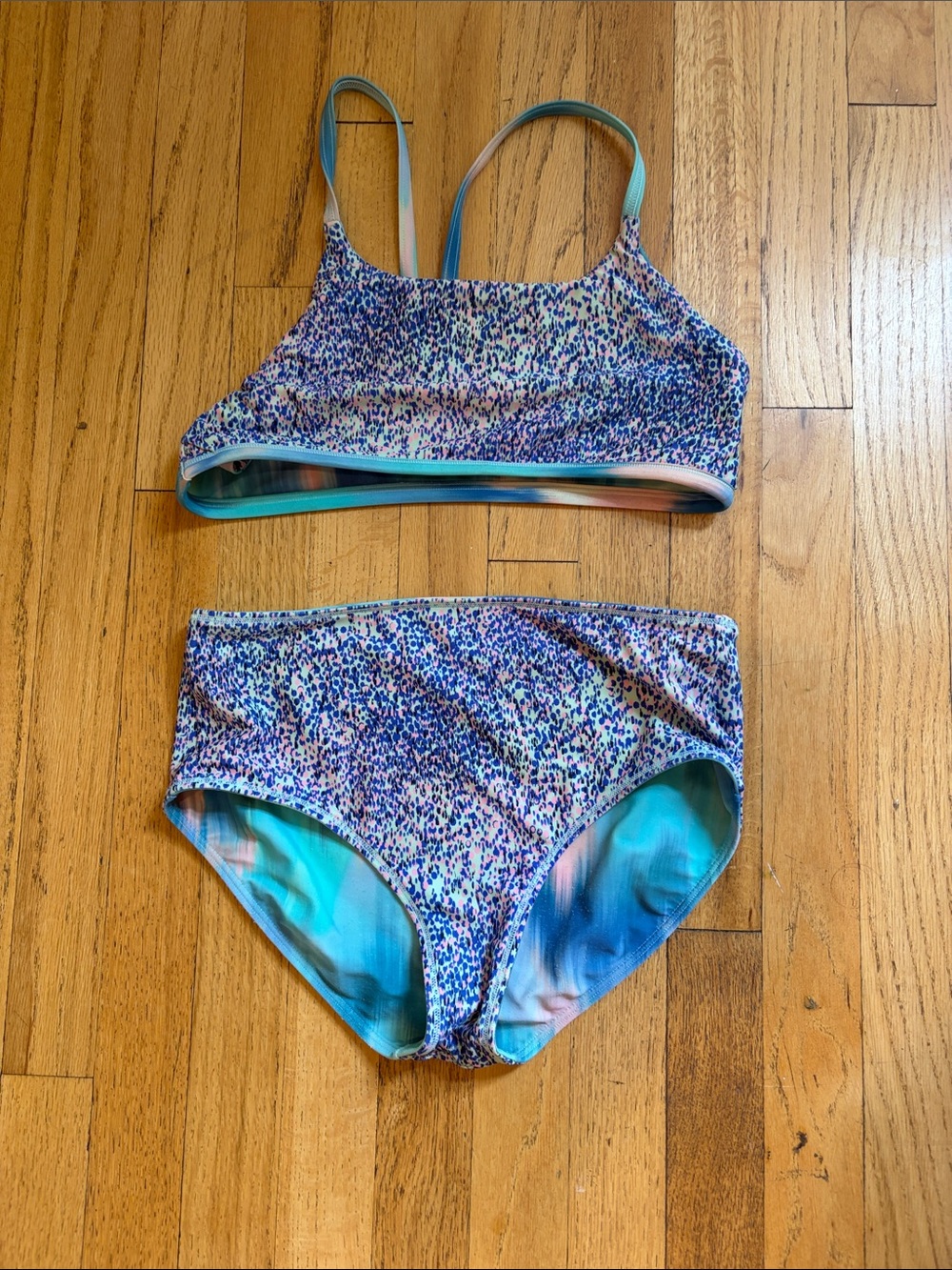 Athleta Girls Blue and Pink Tie-Dye Two-Piece Swim Bikini - Picture 3 of 4